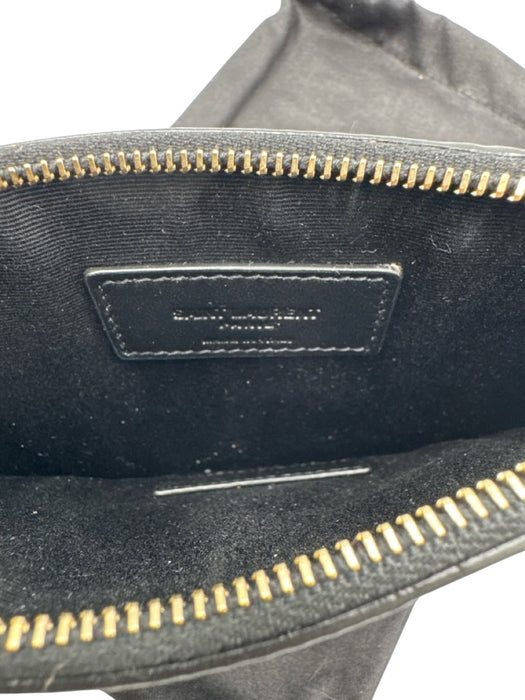 Saint Laurent Black Leather Lizard Gold Chain Wallet on a Chain Clutch Wallets Black
