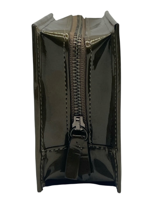 Issey Miyake Olive Patent Leather Metallic Zipper Vintage Makeup Bag Other Olive