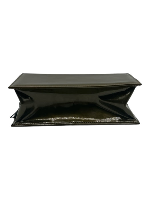 Issey Miyake Olive Patent Leather Metallic Zipper Vintage Makeup Bag Other Olive