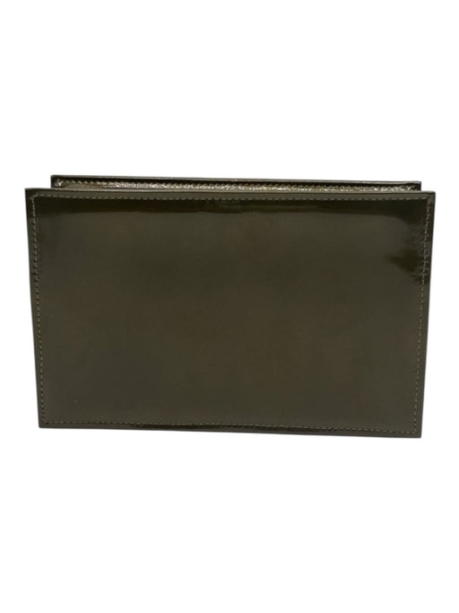 Issey Miyake Olive Patent Leather Metallic Zipper Vintage Makeup Bag Other Olive