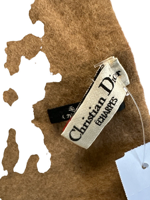 Christian Dior AS IS - Minor Hole Beige Wool & Cashmere Blend logo Fringe Scarf Beige