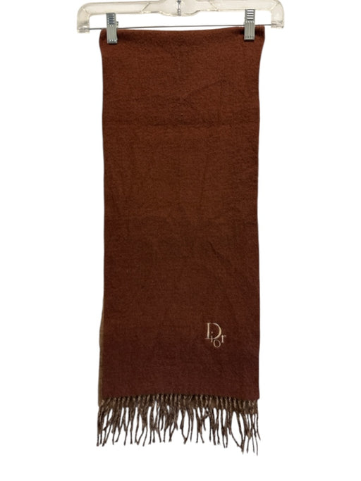 Christian Dior AS IS - Minor Hole Beige Wool & Cashmere Blend logo Fringe Scarf Beige