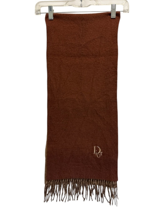 Christian Dior AS IS - Minor Hole Beige Wool & Cashmere Blend logo Fringe Scarf Beige