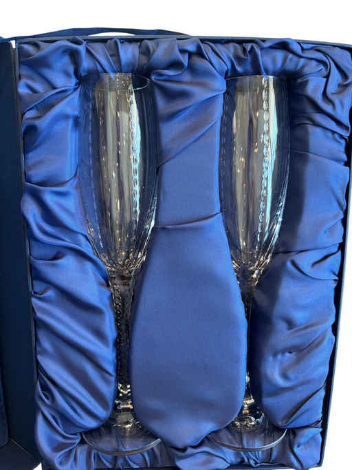 Faberge Clear Crystal Champagne Set Of 2 Glasses Clear