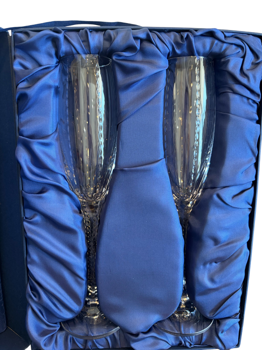 Faberge Clear Crystal Champagne Set Of 2 Glasses Clear