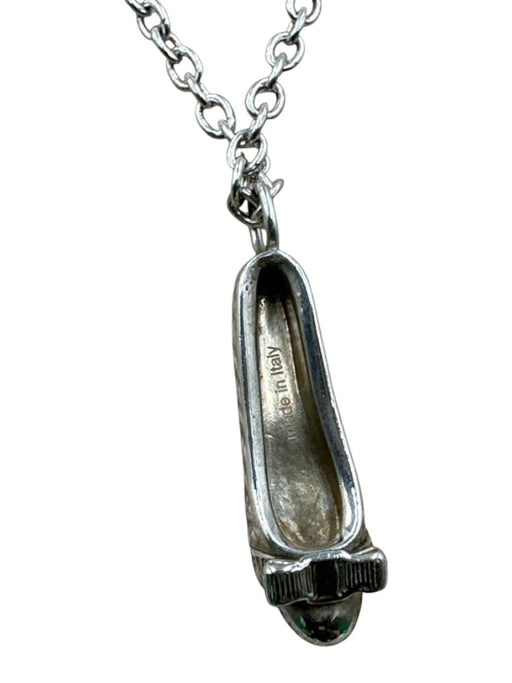 Ferragamo Silver Sterling Silver 925 Dainty Pendant Shoe Necklace Silver