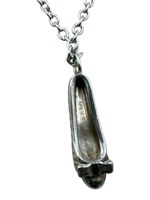 Ferragamo Silver Sterling Silver 925 Dainty Pendant Shoe Necklace Silver