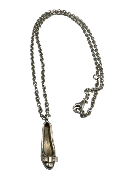 Ferragamo Silver Sterling Silver 925 Dainty Pendant Shoe Necklace Silver
