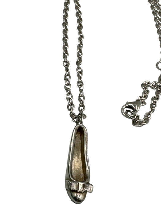 Ferragamo Silver Sterling Silver 925 Dainty Pendant Shoe Necklace Silver