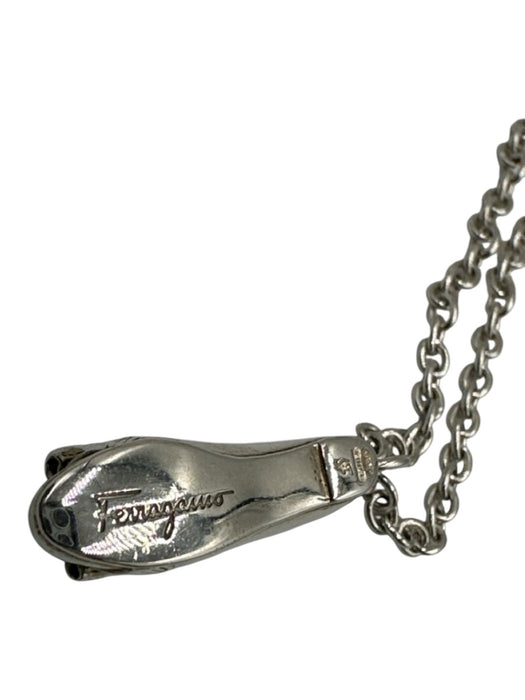 Ferragamo Silver Sterling Silver 925 Dainty Pendant Shoe Necklace Silver