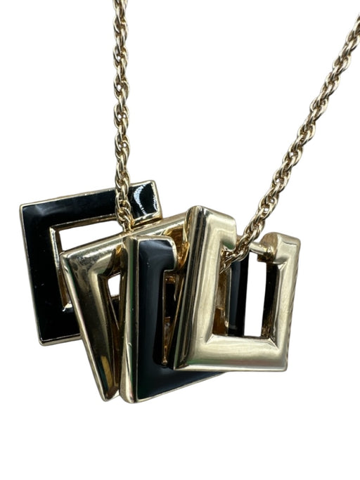 Christian Dior Black & Gold Metal Enamel GHW Pendant Necklace Black & Gold