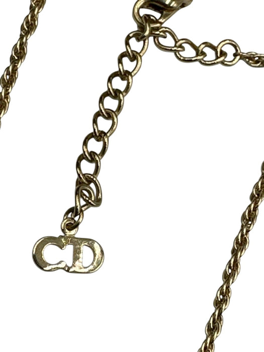 Christian Dior Black & Gold Metal Enamel GHW Pendant Necklace Black & Gold