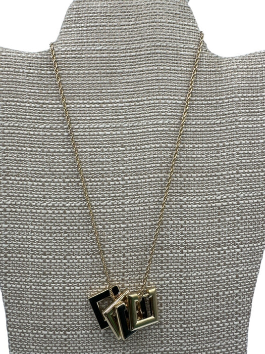 Christian Dior Black & Gold Metal Enamel GHW Pendant Necklace Black & Gold
