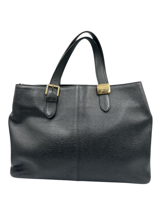 Burberry Black Leather Pebbled Gold Hardware Tote Top Handle Bag Black / Small