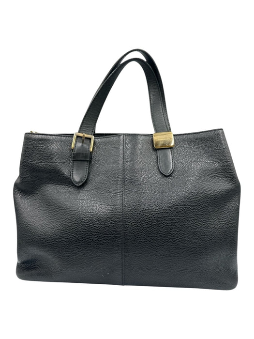 Burberry Black Leather Pebbled Gold Hardware Tote Top Handle Bag Black / Small