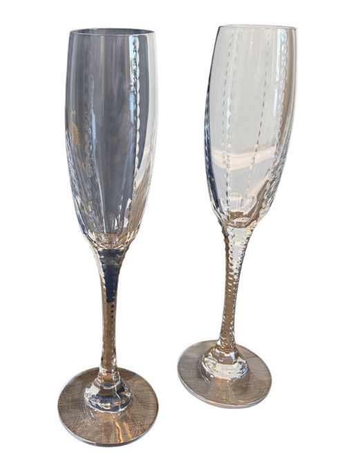 Faberge Clear Crystal Champagne Set Of 2 Glasses Clear