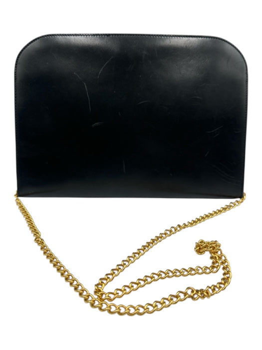 Ferragamo Black Leather Gold hardware Chain Dome Vintage Bag Black / Small