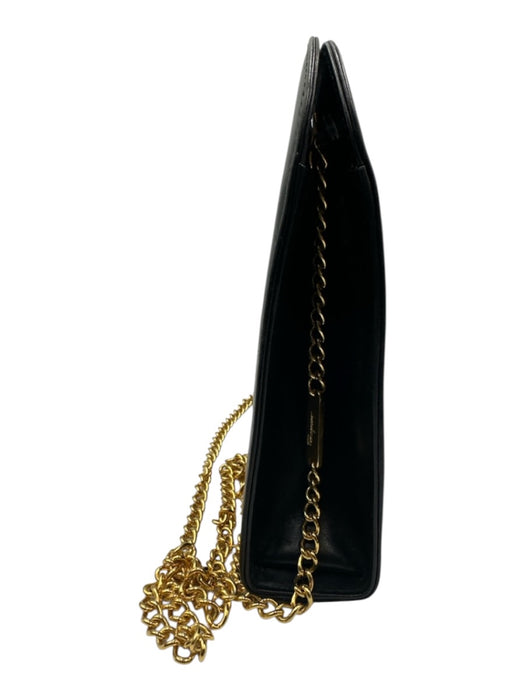 Ferragamo Black Leather Gold hardware Chain Dome Vintage Bag Black / Small