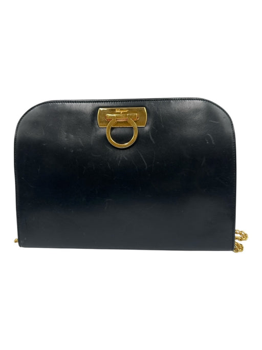 Ferragamo Black Leather Gold hardware Chain Dome Vintage Bag Black / Small