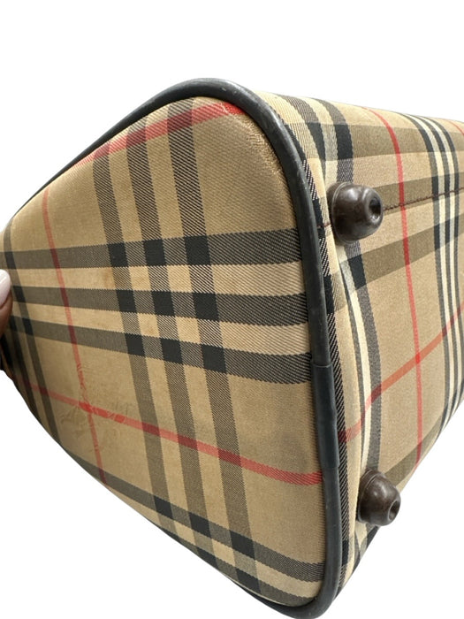 Burberry Tan Print Canvas Novacheck Top Handle Vintage Bag Tan Print / Small