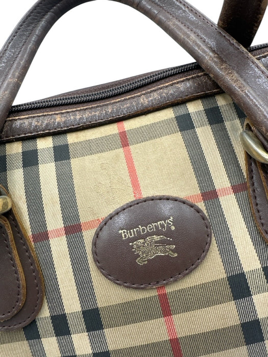 Burberry Tan Print Canvas Novacheck Top Handle Vintage Bag Tan Print / Small