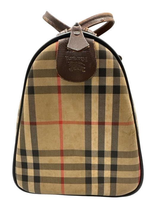 Burberry Tan Print Canvas Novacheck Top Handle Vintage Bag Tan Print / Small