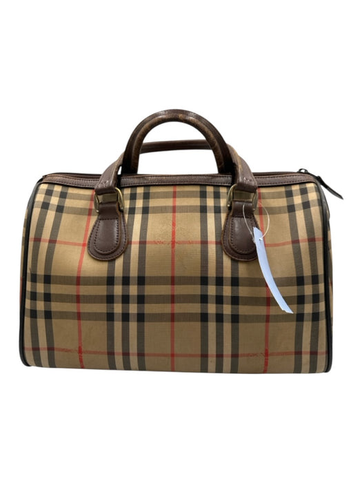 Burberry Tan Print Canvas Novacheck Top Handle Vintage Bag Tan Print / Small