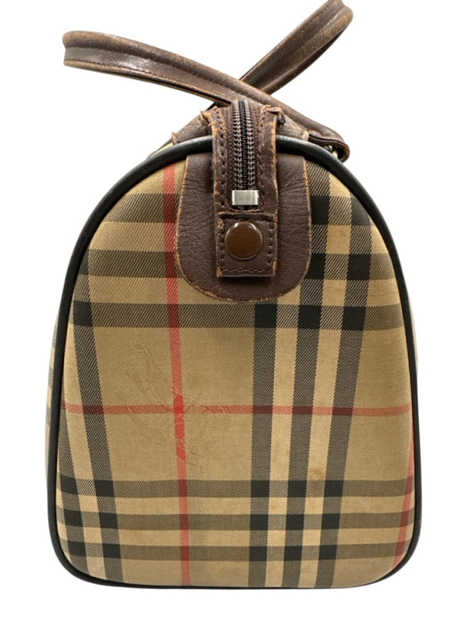 Burberry Tan Print Canvas Novacheck Top Handle Vintage Bag Tan Print / Small