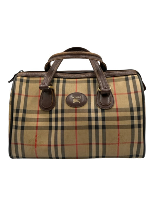 Burberry Tan Print Canvas Novacheck Top Handle Vintage Bag Tan Print / Small