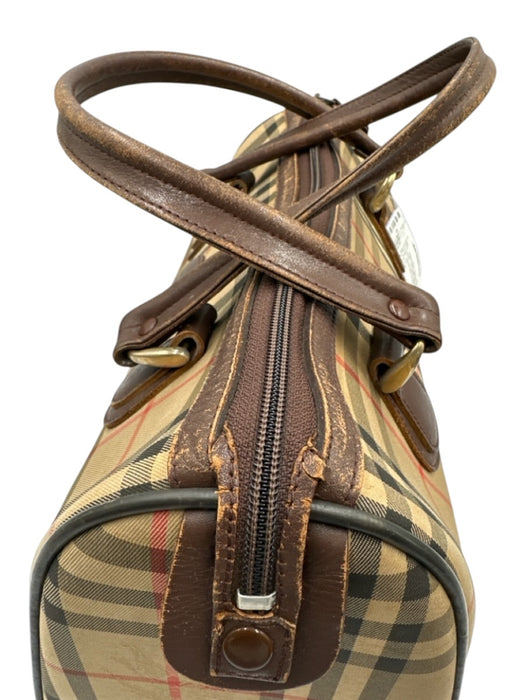 Burberry Tan Print Canvas Novacheck Top Handle Vintage Bag Tan Print / Small