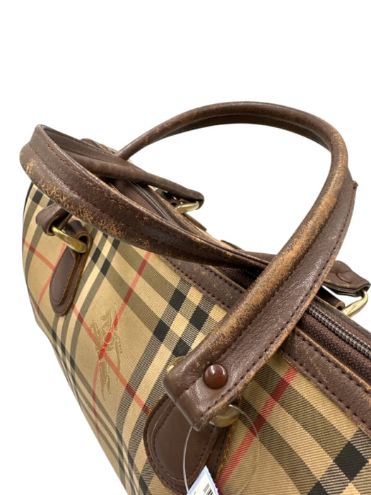 Burberry Tan Print Canvas Novacheck Top Handle Vintage Bag Tan Print / Small