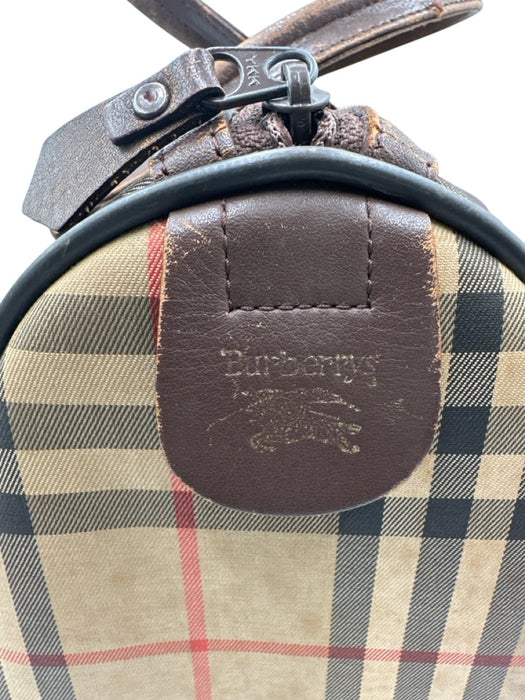 Burberry Tan Print Canvas Novacheck Top Handle Vintage Bag Tan Print / Small