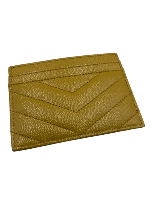 Yves Saint Laurent Mustard Yellow Leather Grained Chevron Gold Hardware Wallets Mustard Yellow