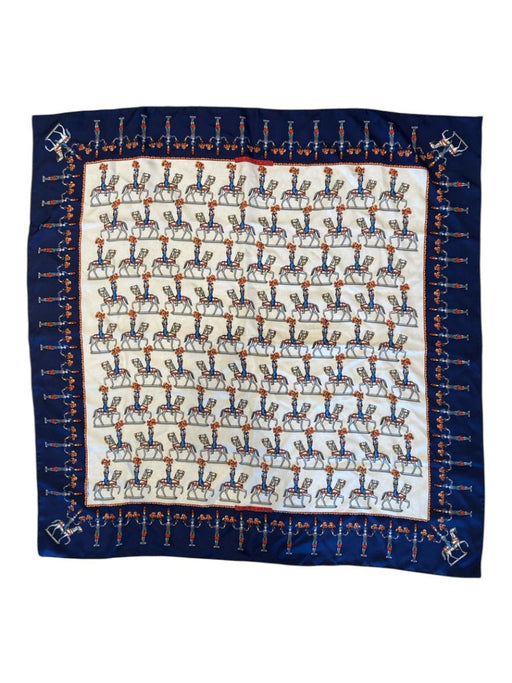 Hermes Blue, White, Red Silk Horse scarf Blue, White, Red / 90cm