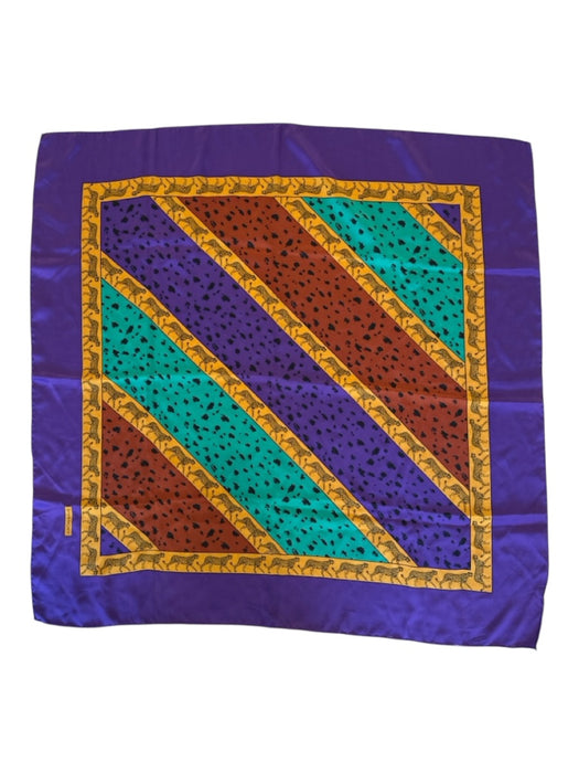 Givenchy Purple, Yellow, Green Silk Leopards scarf Purple, Yellow, Green / 90cm