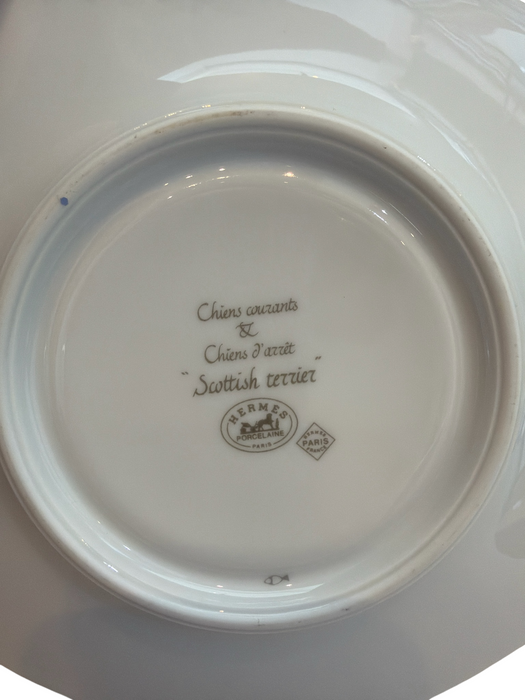 Hermes Yellow & Cream Porcelain Dog Plate Tea Cup Decor/Homewear Yellow & Cream