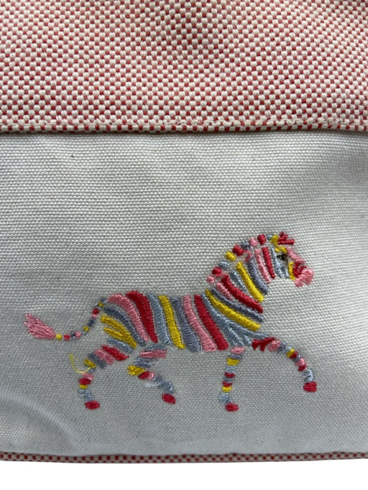 Hermes Beige, Pink, Red Canvas Zebra Zipper Pouch Makeup Bag Bag Beige, Pink, Red / XS
