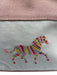 Hermes Beige, Pink, Red Canvas Zebra Zipper Pouch Makeup Bag Bag Beige, Pink, Red / XS