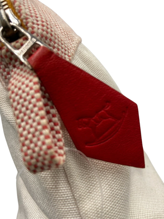 Hermes Beige, Pink, Red Canvas Zebra Zipper Pouch Makeup Bag Bag Beige, Pink, Red / XS