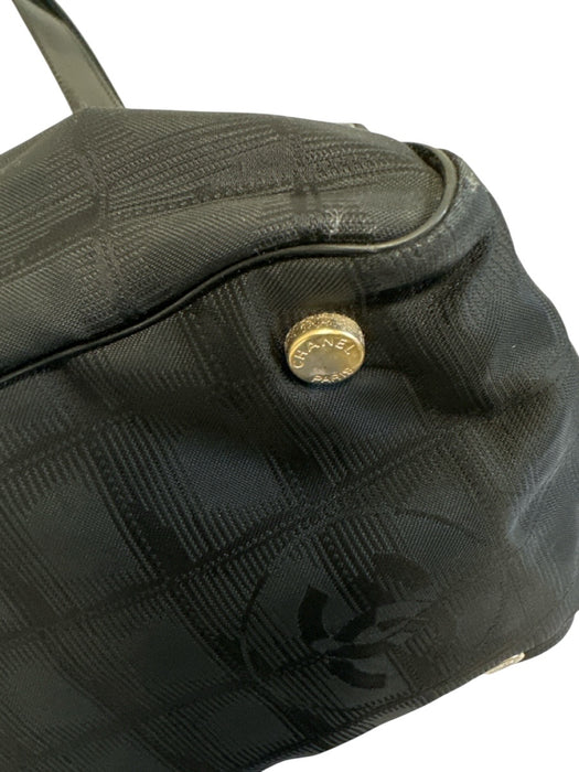 Chanel Black Nylon Leather straps Monogram Tote Vintage Bag Black / M/L