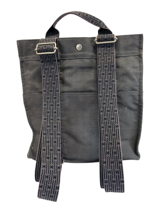Hermes Brown & Charcoal Canvas Abstract Top Handle Vintage Backpack Bag Brown & Charcoal / M