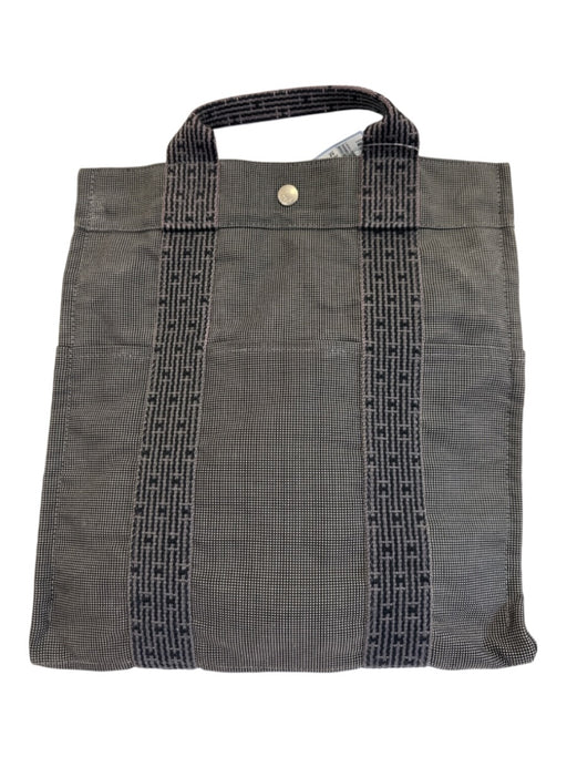 Hermes Brown & Charcoal Canvas Abstract Top Handle Vintage Backpack Bag Brown & Charcoal / M