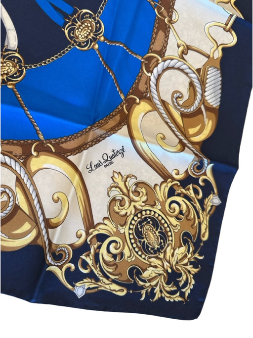 Louis Quatorze Blue & Cream Silk Abstract Baroque scarf Blue & Cream / XS