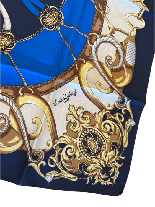 Louis Quatorze Blue & Cream Silk Abstract Baroque scarf Blue & Cream / XS