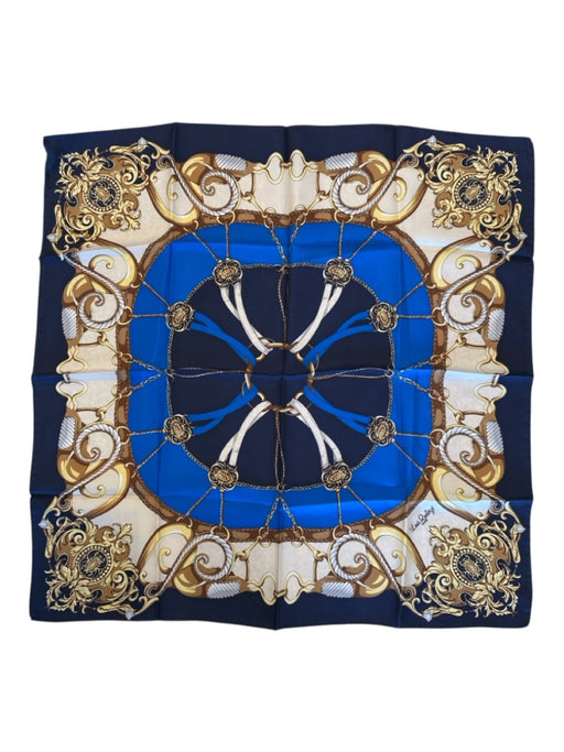 Louis Quatorze Blue & Cream Silk Abstract Baroque scarf Blue & Cream / XS