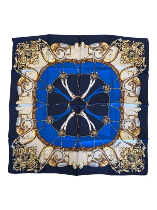 Louis Quatorze Blue & Cream Silk Abstract Baroque scarf Blue & Cream / XS