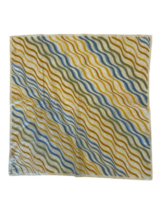 Celine Yellow & Blue Print Cotton Blend Abstract Pocket Square Neck Scarf scarf Yellow & Blue Print / XS