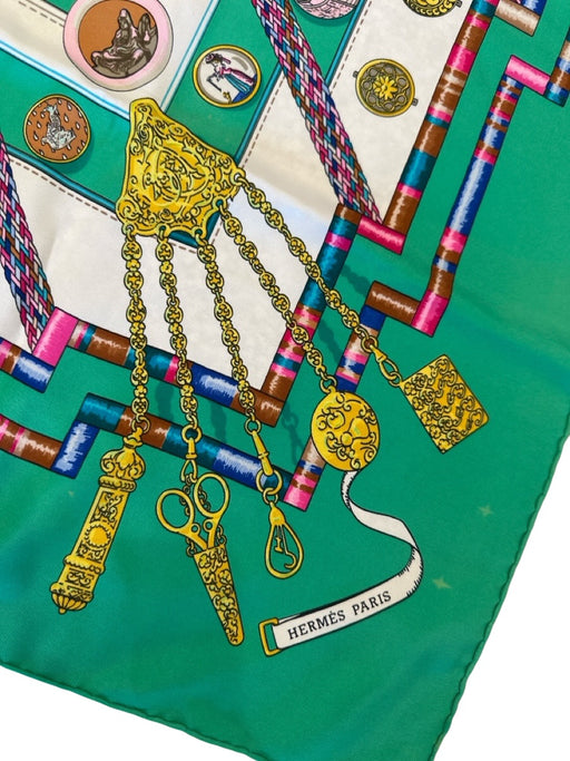 Hermes Green, Pink, White Silk Abstract Coin scarf Green, Pink, White / 90cm