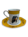 Hermes Yellow & Cream Porcelain Dog Plate Tea Cup Decor/Homewear Yellow & Cream