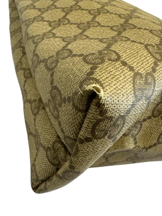 Gucci Beige Print Coated Canvas Monogram Web Tote Vintage Bag Beige Print / M/L
